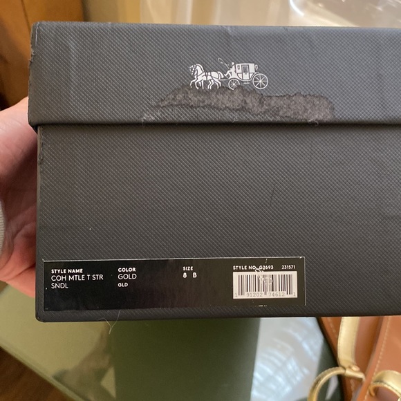 Coach Metallic Gold T-Strap Sandals - Picture 7 of 11